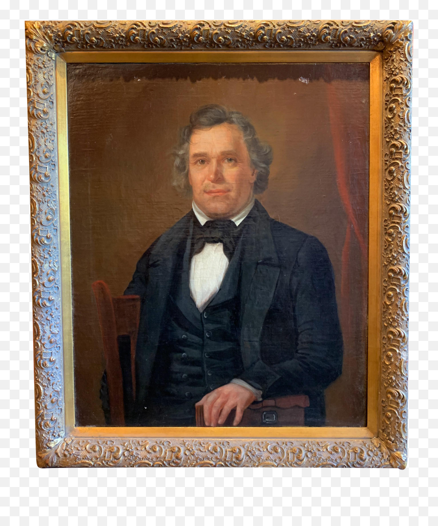 19th Century Large Oil - Picture Frame Emoji,Portrait Painting Showing Emotion