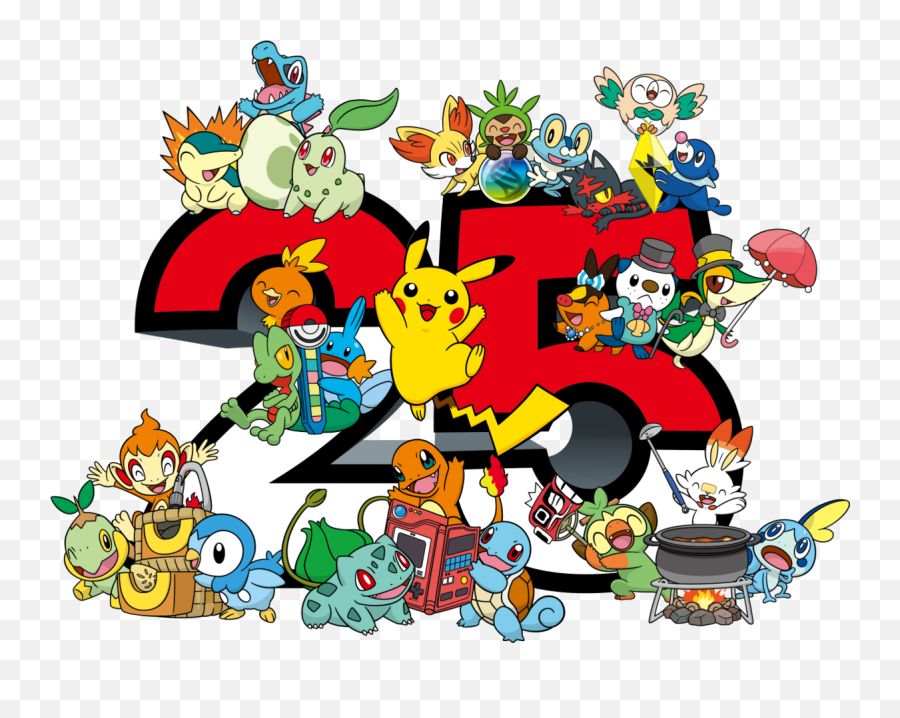 Starter Pokémon - Bulbapedia The Communitydriven Pokémon Pokemon 25th Anniversary Art Emoji,Sakura Dungeon Emoticons