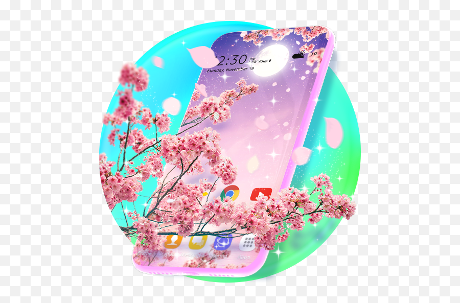 Blossom Moon Live Wallpaper U0026 Animated Keyboard - Apps On Girly Emoji,Funny Text Emoticons Wave