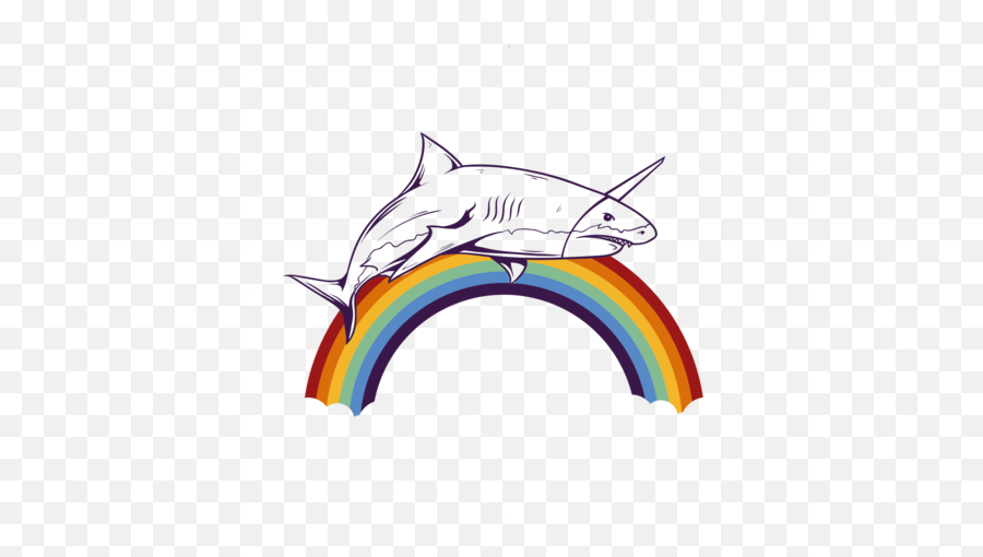 Shark Rainbow Graphic T - Shark Sticker Emoji,Laser Shark Emoticon