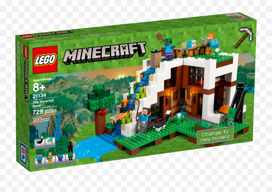 Lego Minecraft The Waterfall Base - Lego Minecraft Waterfall Base Emoji,Minecraft Carpet Designs Of Emojis