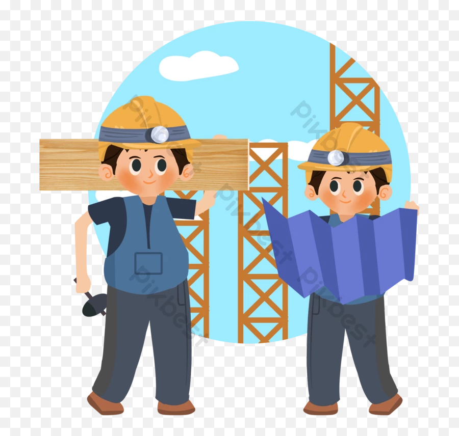 Moving Things On The Construction Site And Looking At The Emoji,Remodeling Worker Emoticon