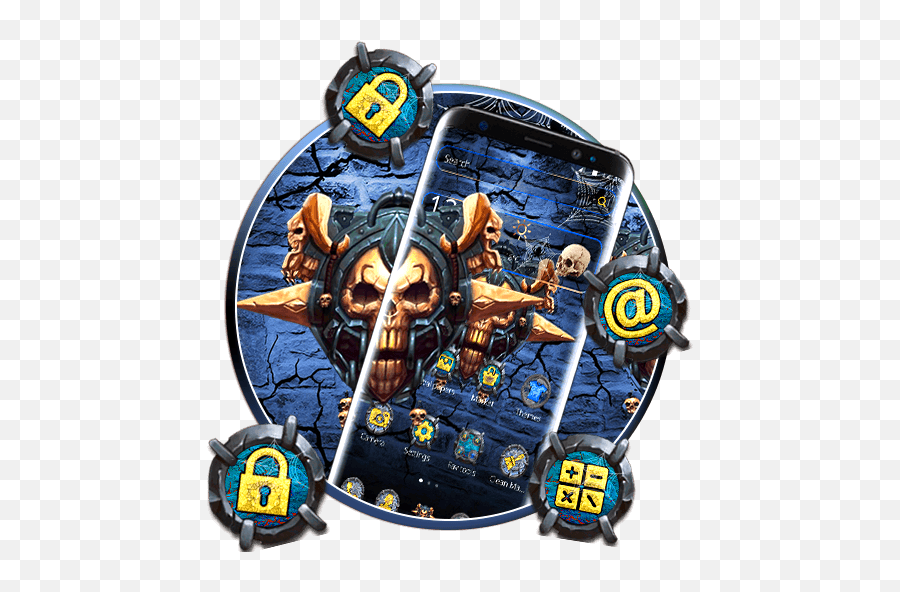 Updated Dark Blue Golden Skull Theme Pc Android App - Fictional Character Emoji,Googe Emoji