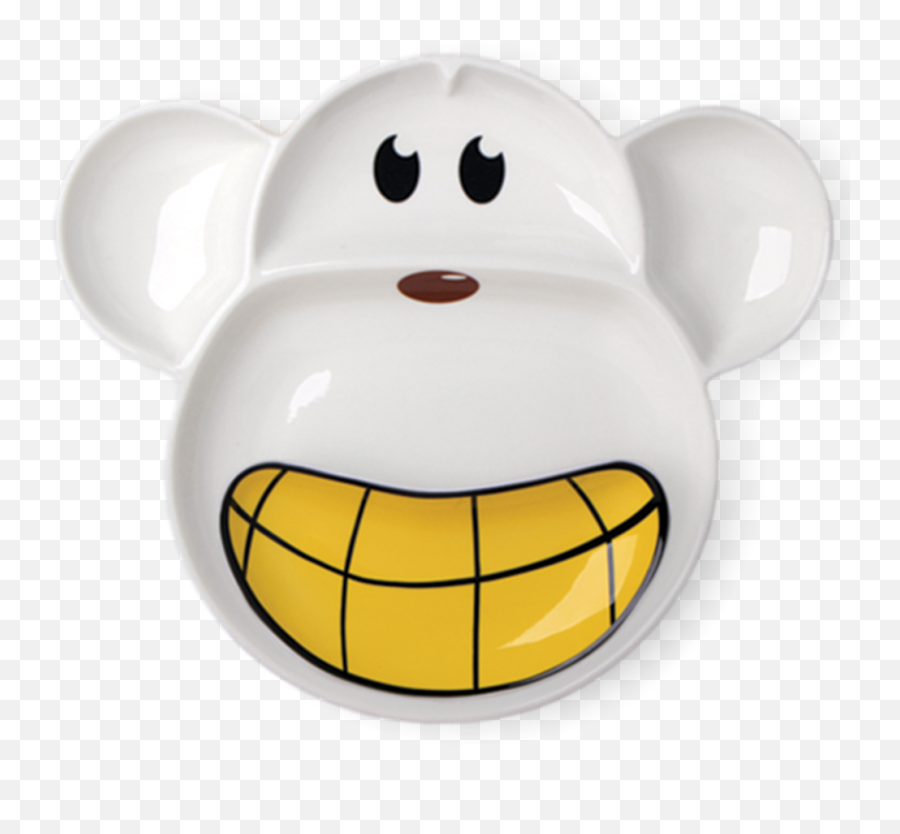 Smiling Monkey Porcelain Plate - Talerz Porcelanowy Z Przegródkami Emoji,Smiling Monkey Emoticon