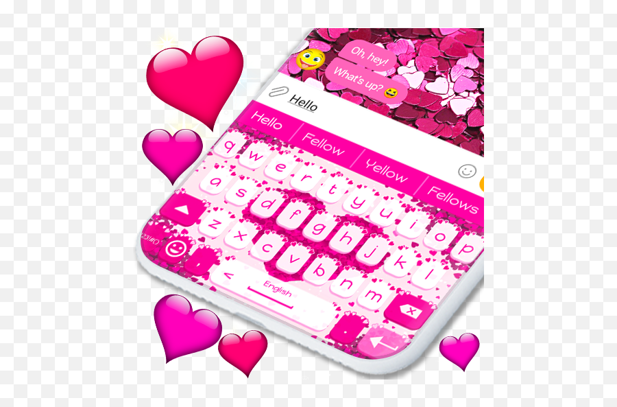 Pink Hearts Keyboard Love Keyboard - Girly Emoji,Vibrating Heart Emoji