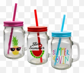 8 Mason Drinking Jars Glass Summer Party Cocktail Smoothie - Mason Jar Plastic Summer Emoji,Tumbler Glass Emoji