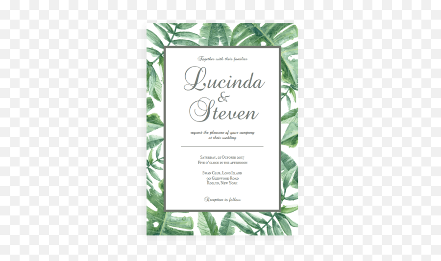 Botanical Invitations For Wedding Greenery Themed - Lg1 La Vantil Emoji,Emoji Themed Invitations