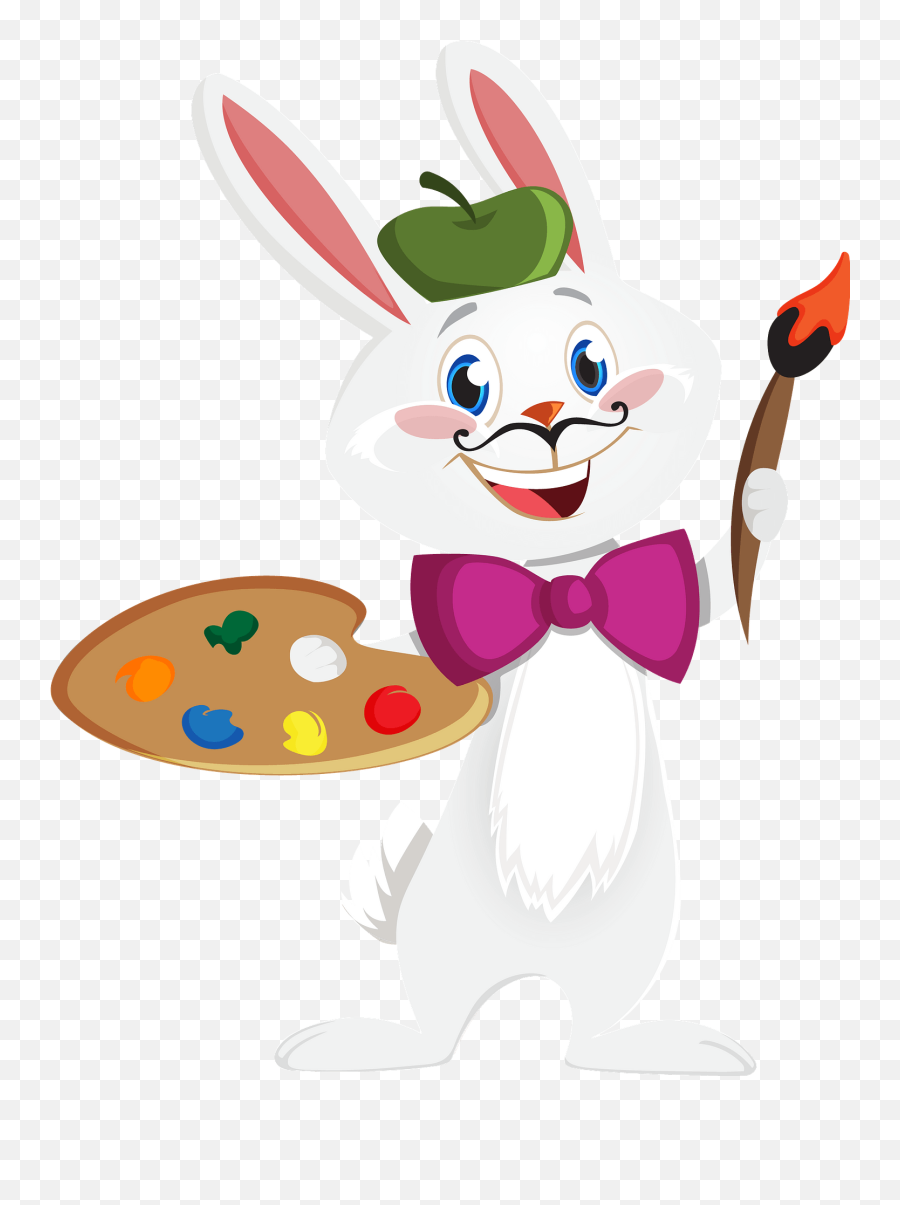 Bunny Artist Clipart - Cute Animal Artist Clip Art Emoji,Mouse Bunny Bear Emoji