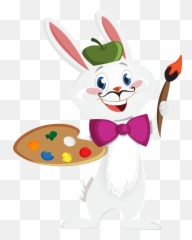 Bunny Artist Clipart - Cute Animal Artist Clip Art Emoji,Mouse Bunny Bear Emoji