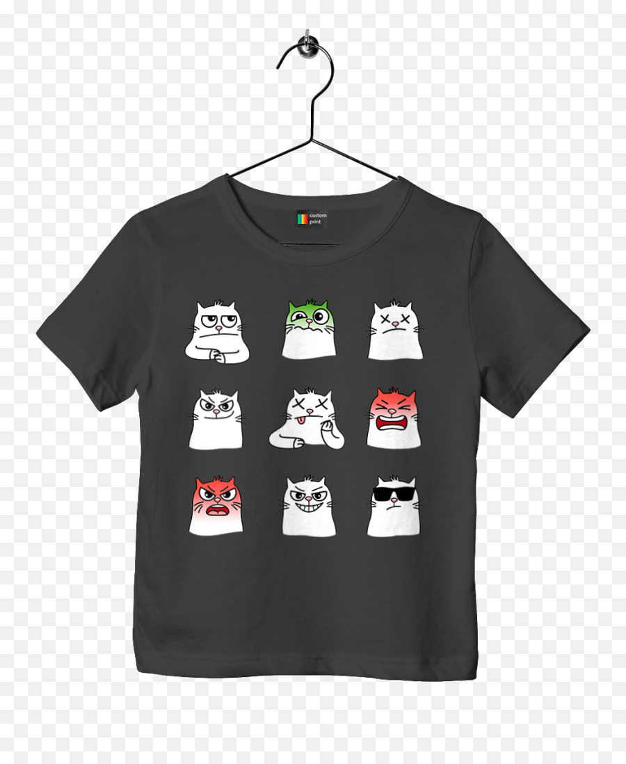 Childrenu0027s T - Shirt With Print Emotions Of The Cat Blackline Emoji,Cat Emotions What They Look Like