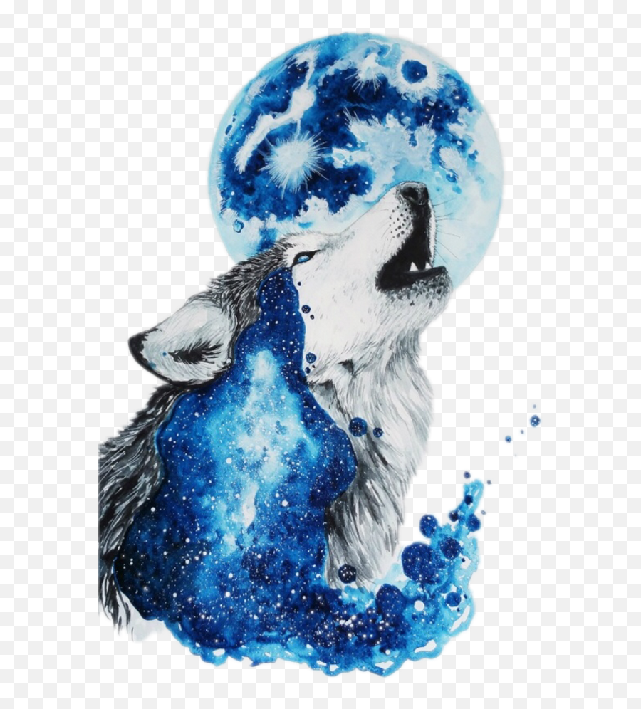 Download Wolf Lobo Moon Luna Galaxy - Disegni Di Lupi Colorati Emoji,Wolf Moon Emoji