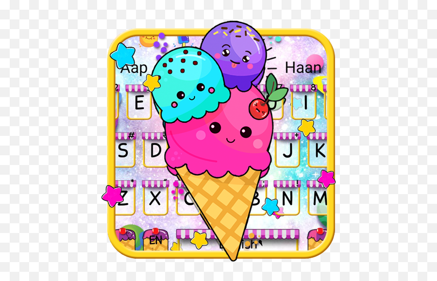 Galaxy Tasty Ice Cream Keyboard Theme - Girly Emoji,Ice Cream Emoticons