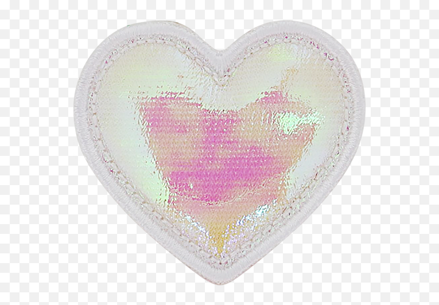 Puffy Iridescent Heart Patch Embroidered Sticker Patches - Sparkly Emoji,Emoticon With Puffy Face