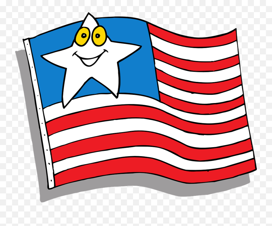Cartoon American Flag Flag Star Face Cartoon American Wave - America Flag Logo Cartoon Emoji,Face And Wave Emoji