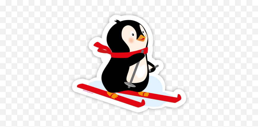Penguin - Cute Art Penguin Skiing Emoji,Pinguin Emoji