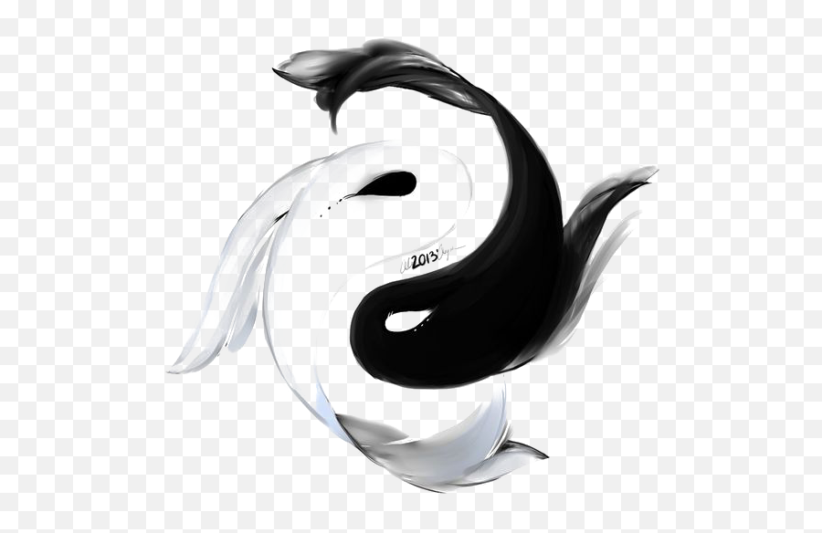 Download Koi And Tattoo Fish Yin Bagua - Espíritu De La Luna Emoji,Yin Yang And Moon Emoticon