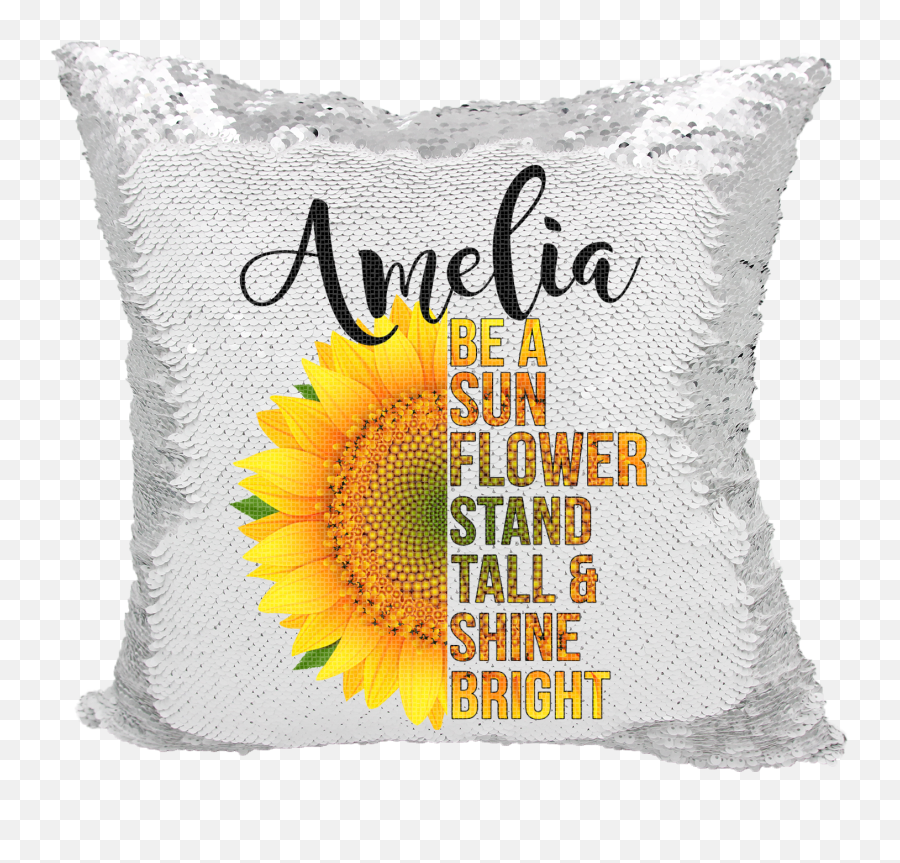 Handmade Personalized Be A Sunflower Quote Reversible Sequin Pillow Case - Decorative Emoji,Unicorn Emoji Pillows
