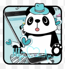 Blue Cute Panda Theme Mobile Wallpaper U2013 Aplikace Na Google Play - Lucu Panda Biru Emoji,Plug Emoji Hat