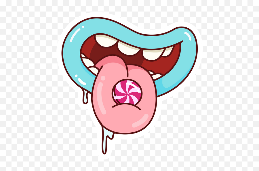 Funny Mouth With Candy Sticker - Happy Emoji,Gun In Mouth Emoji