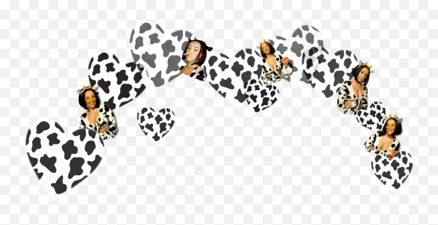 White Black Emoji Cow Sticker - Dot,White Crown Emoji