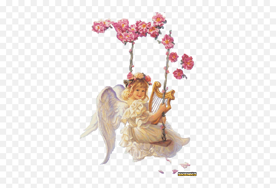 Angels Images - Child Angel On Swing Art Emoji,Angel Emoticon Gif