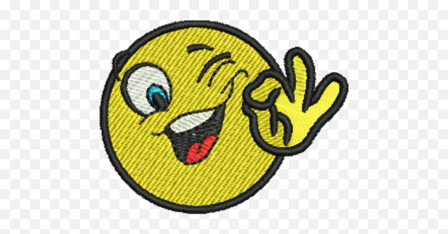 Emoji Winking Ok Iron - On Patch Happy,Simple Smiley Emojis