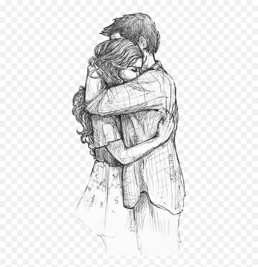 Cute Couple Drawings - Couple Hugging Drawing Emoji,Pencil Drawings Of Emotions