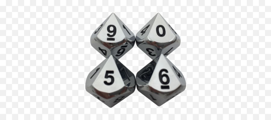 Solid Metal Chrome Silver 10 D10 Polyhedral Dice Set Toys - Solid Emoji,Emotion Foam Dice