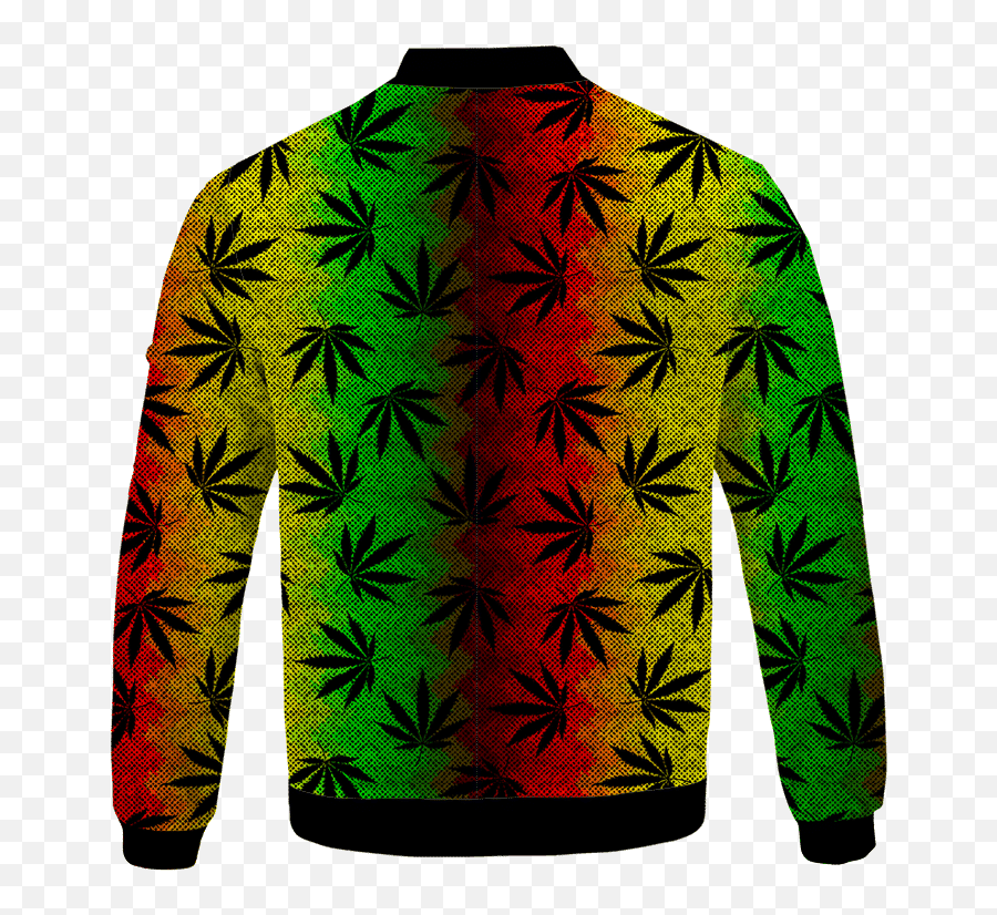 Weed Leaves Marijuana 420 Cool Reggae Pattern Bomber Jacket - Long Sleeve Emoji,Is There A Weed Leaf Emoticon