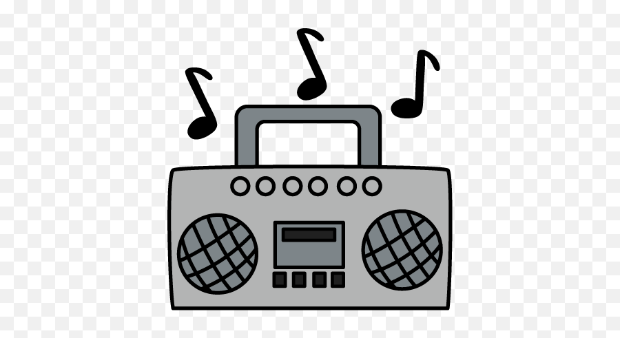 Boombox With Music Notes Clip Art - Boombox With Music Notes Radio Clip Art Emoji,Rock And A Hard Place Emoji Game