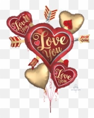 Happy Valentines Day Satin Infused Love You Arrows Balloon Bouquet - New York Delivery Baloni 30 Godisnjica Braka Emoji,Red Balloon Emoji