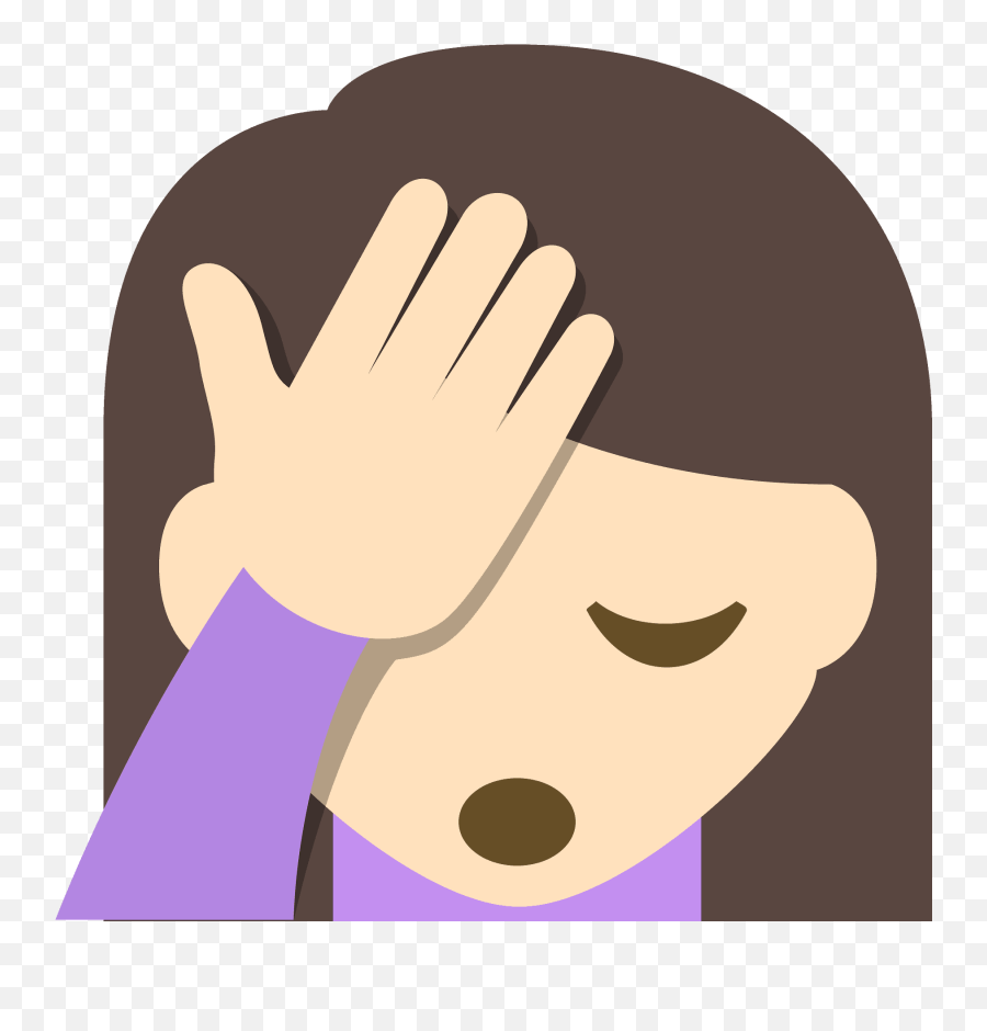 Person Facepalming Emoji Clipart - Hand Over Forehead Emoji,Facepalm Emoji