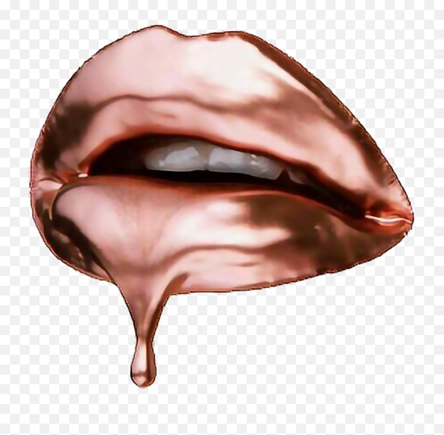 Lips Kiss Png - Dripping Rosegold Lips Kiss Lipstick Rose Gold Glitter Lips Png Emoji,Biting Lip Emoji