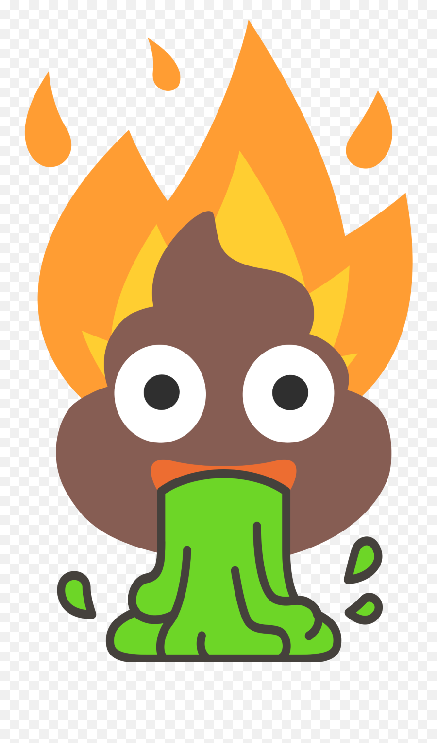 Flaming Poop Vomit Emoji - Poop Emoji On Fire,Puking Emoji