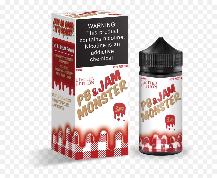 This Product Contains Nicotine - Jam Monster Pb Jam Strawberry Ejuice Emoji,Raspberry Emoji Vape