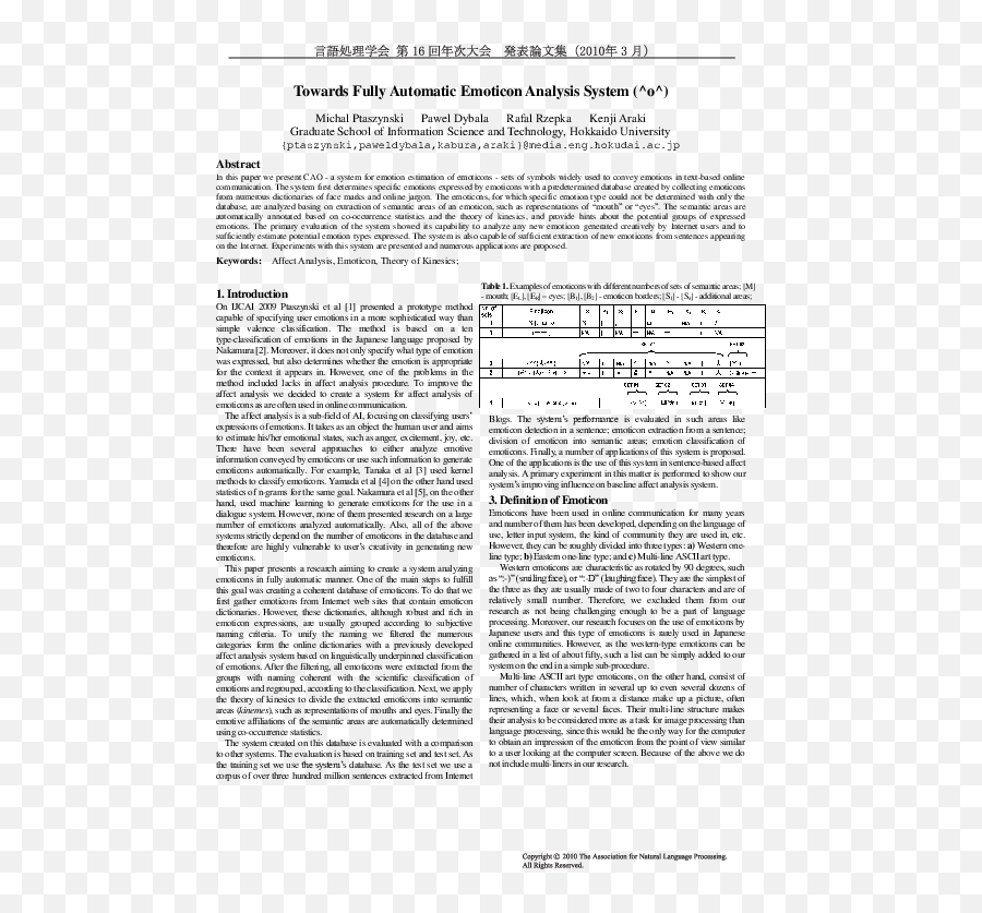 Towards Fully Automatic Emoticon - Document Emoji,Technology, Emoticons, And Body Language