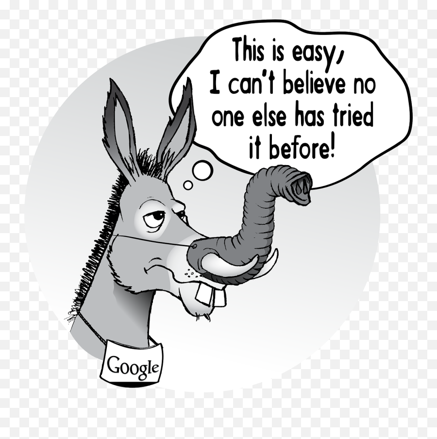 Donkey Joke Trunk - Cartoon Elephant And Donkey Funny Emoji,Donkey Emoticon