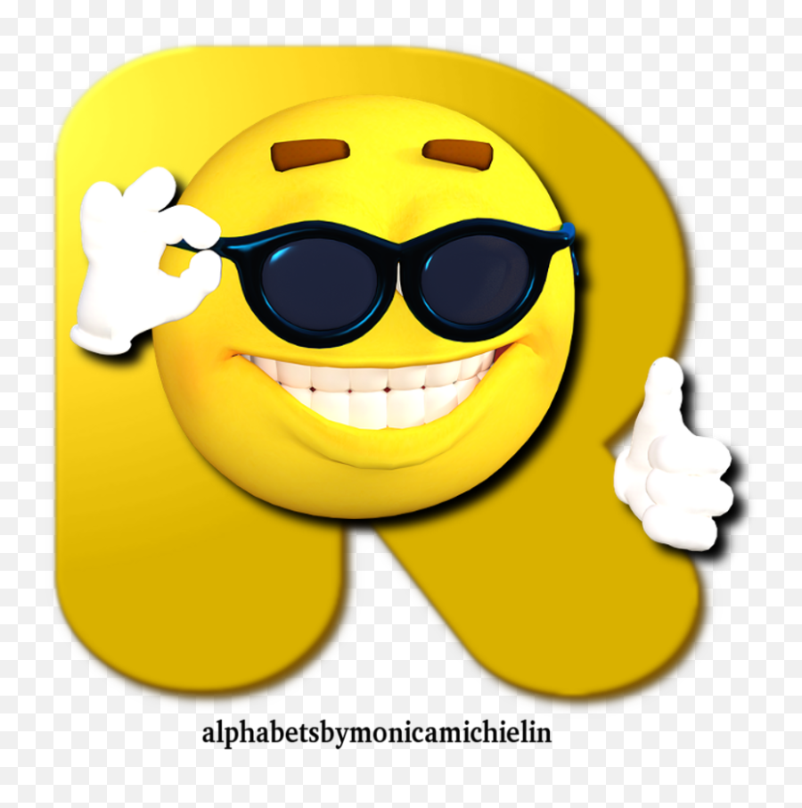 Yellow Smile Sunglasses Alphabet Emoji,Sunglasses And Finger Pistols Emoticon