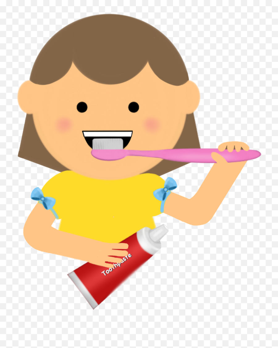 Brush Teeth Clipart Logo More - Clipartix Clipart Girl Brushing Hair Emoji,Toothbrush Emoji