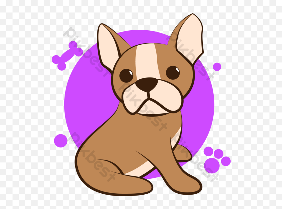 Color Cartoon On A White Background Of A Cute French Bulldog Emoji,French Emoji