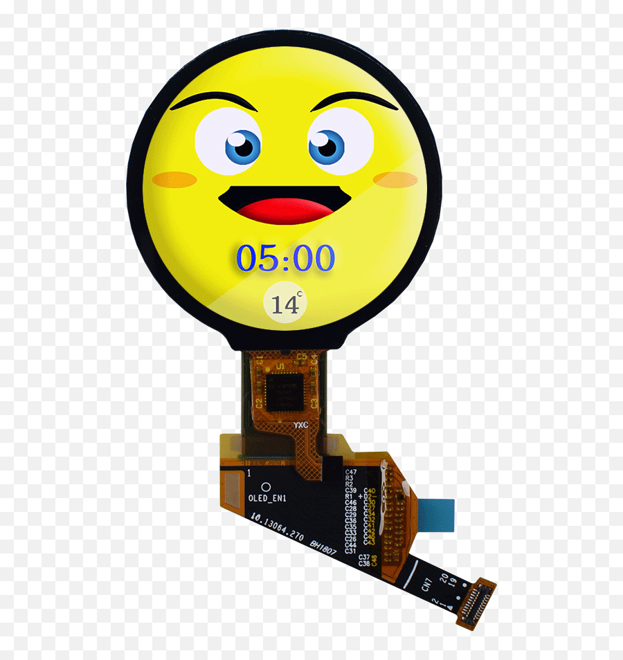 Full Color Round Amoled Display Panel - Happy Emoji,Axe Emoticon