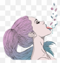 Hair Blue Purple Ombre Sticker By Stickercentral - Side Profile Tongue Out Drawing Emoji,Emoji With Tongue Out To The Side