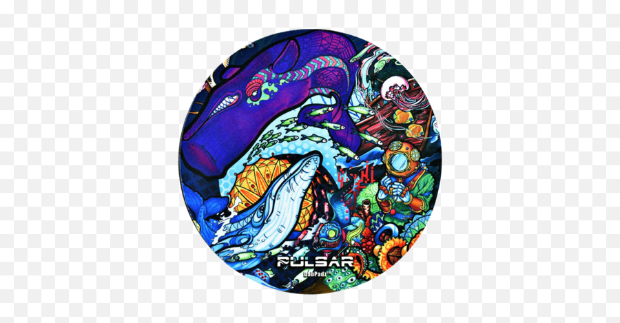 Pulsar Psychedelic Ocean Dabpadz Round Dab Mat - Trippy Dab Mats Emoji,Psychedelic Emoji