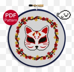 Kitsune Mask - Cross Stitch Pattern Witchy Cross Stitch Pattern Emoji,Stitches Emoji