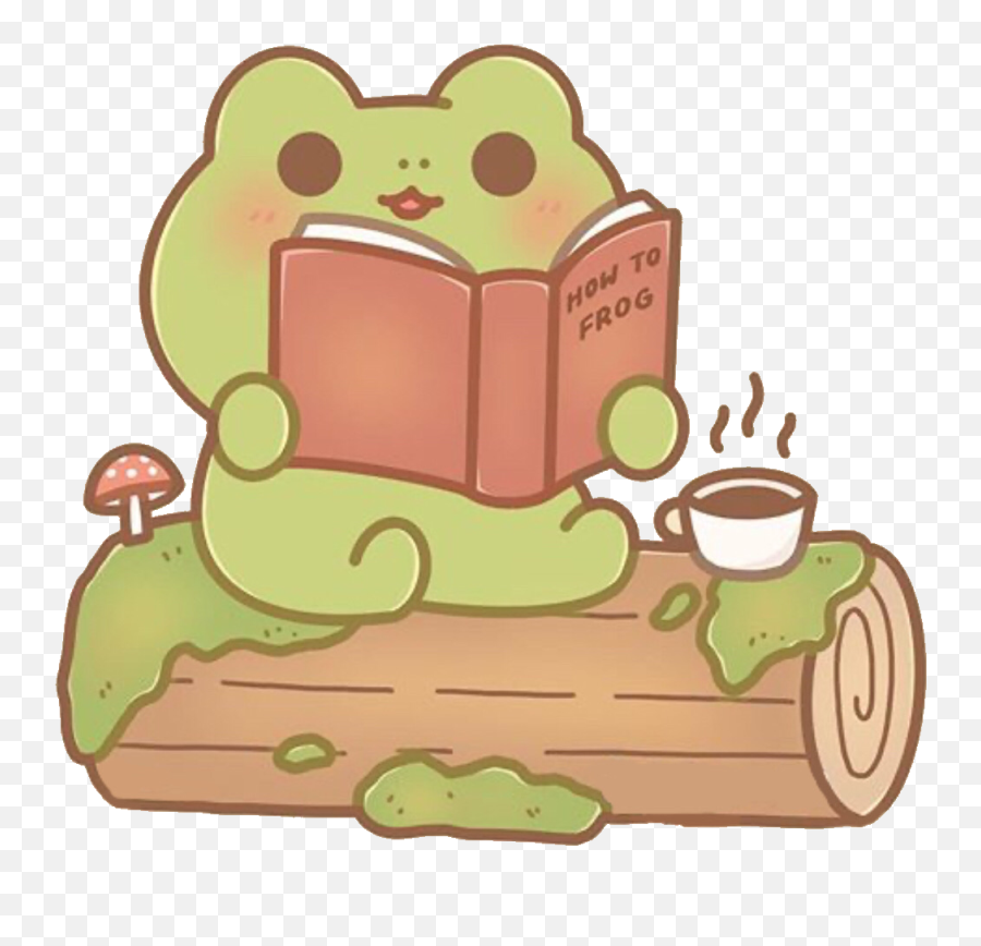 Log Cute Kawaii Frog Froggy Coffee - Fiction Emoji,Frog And Coffee Emoji