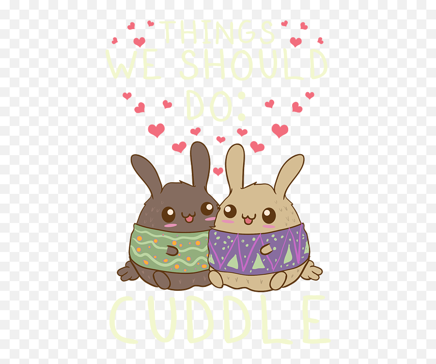 Kawaii Things We Should Do Cuddle Anime Animals Bath Towel - Girly Emoji,Text Emoticon For Cuddle