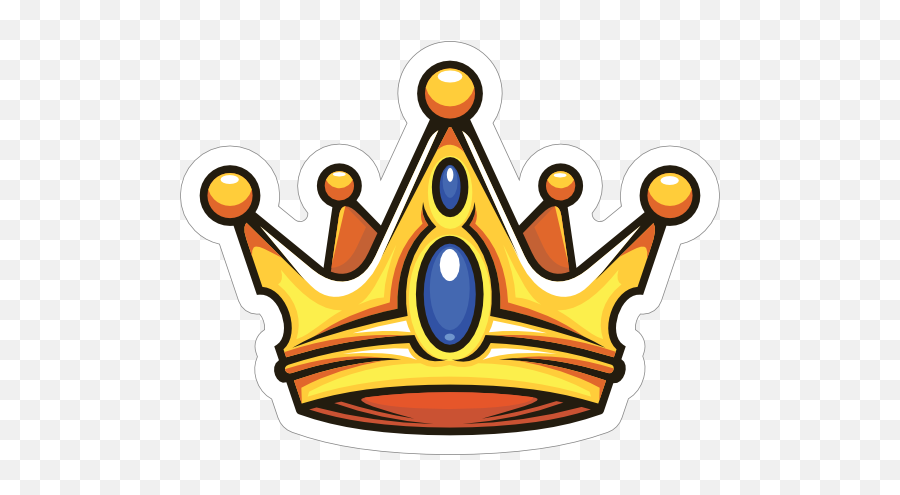 Cartoon Crown With Sapphires Sticker Emoji,How To Do Crown Emoji Facebook