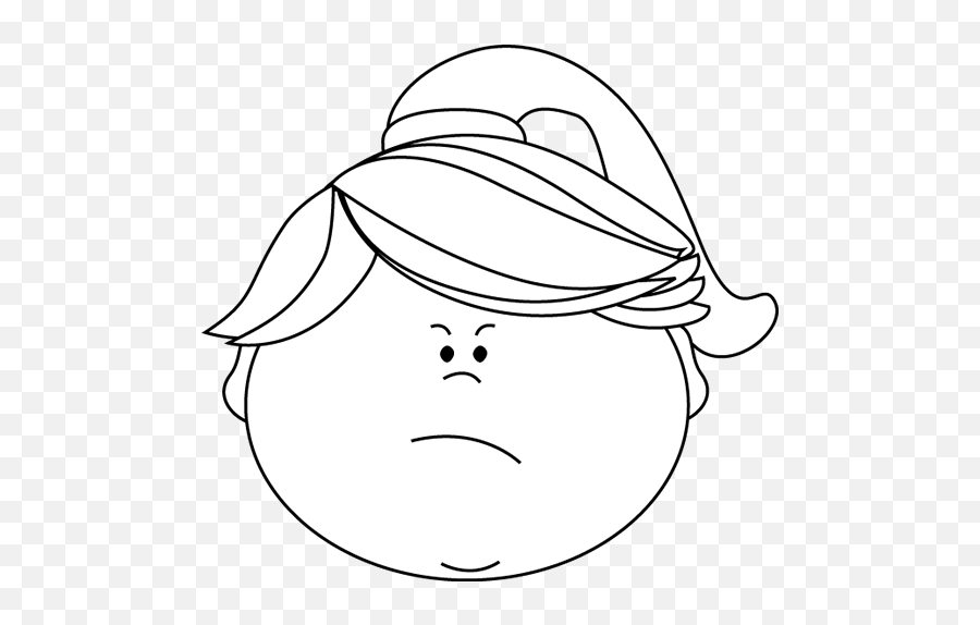 Annoyed Face Mad Face Clipart Black And White Clipartfest - Sad Face Girl Cartoon Black And White Emoji,Mad Face Emoji