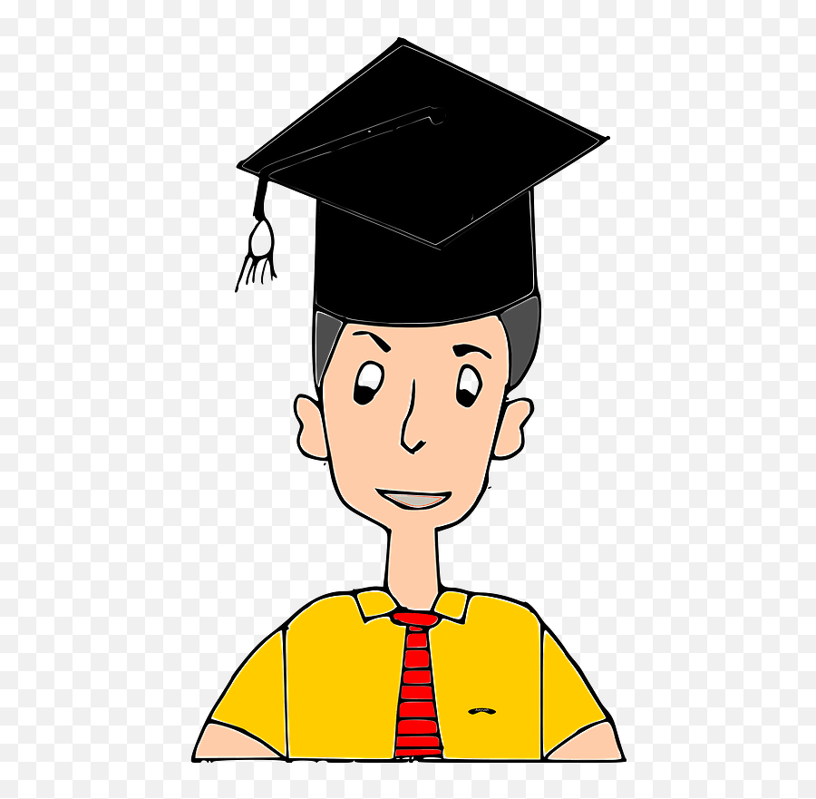 Male Graduate In A Yellow Shirt Wearing A Black Mortarboard - Square Academic Cap Emoji,Graduette Cap Emoji