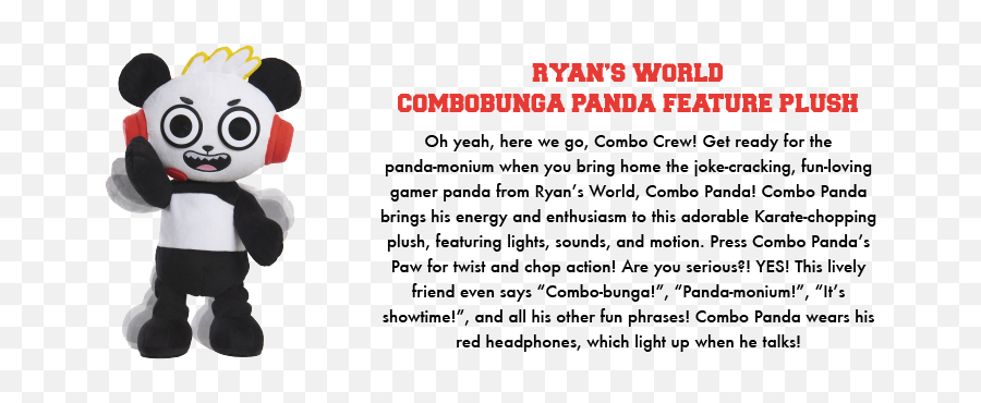 Ryanu0027s World Combo Panda Feature Plush - Dot Emoji,Emotions Stuffed Animal 1983